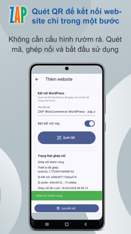 Kết nối ứng dụng ZIC Auto Pay với website bằng QR
